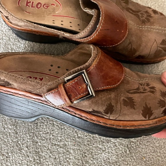 Klogs Austin brown leather floral Slip Ons Mules Loafers Clog size 9 - Picture 9 of 10